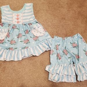 New Blue floral ruffle outfit